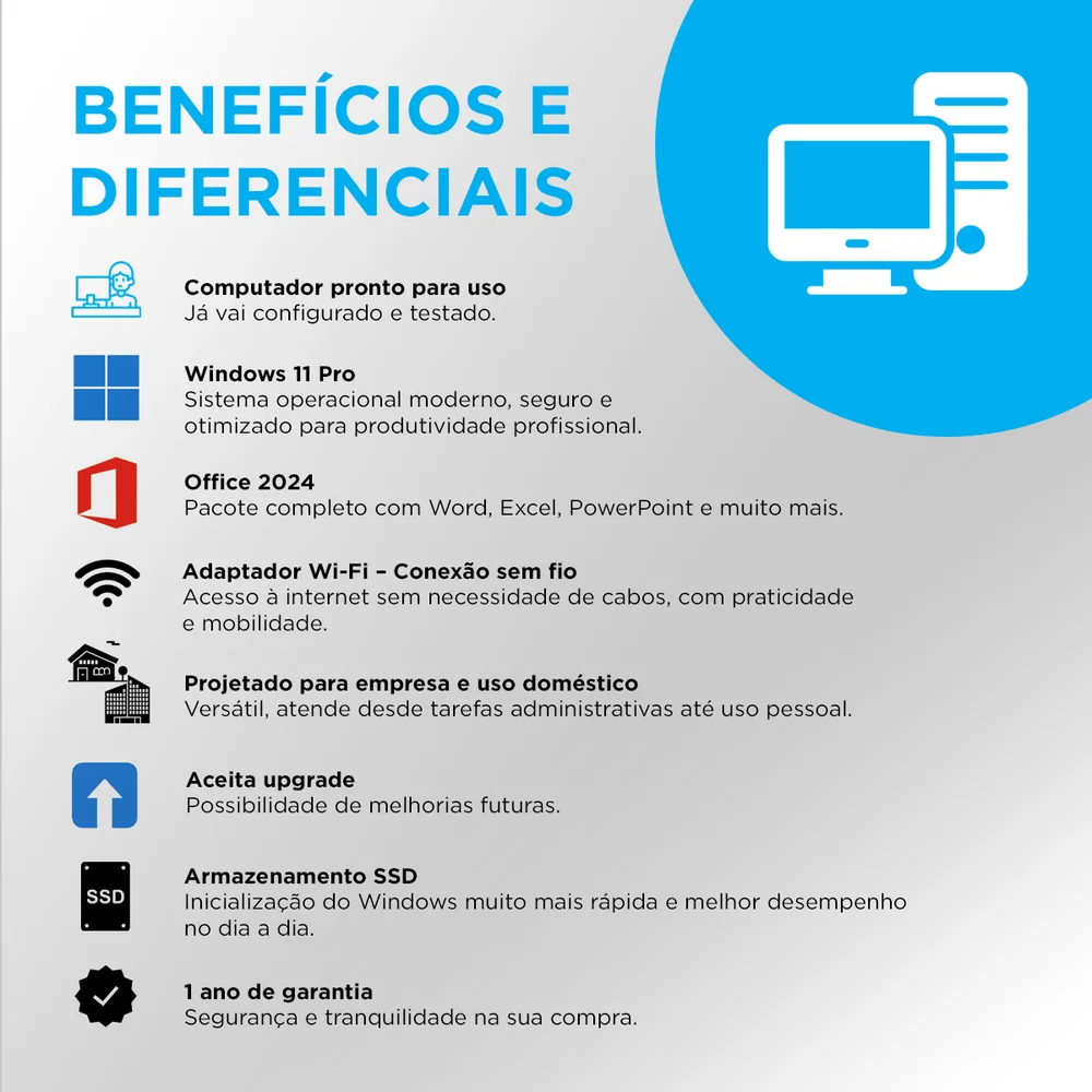 Mini PC Cpu Desktop Intel Core I7, 8GB RAM, SSD 240GB, Windows 11 em Campinas - foto 3