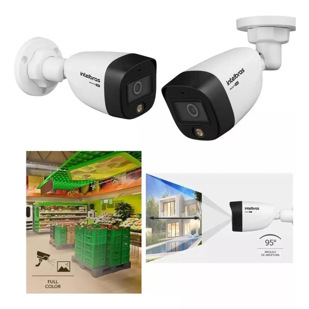 Kit 10 Cameras  Intelbras 1120b Full Color, Dvr 16 Canais Hd 2TB