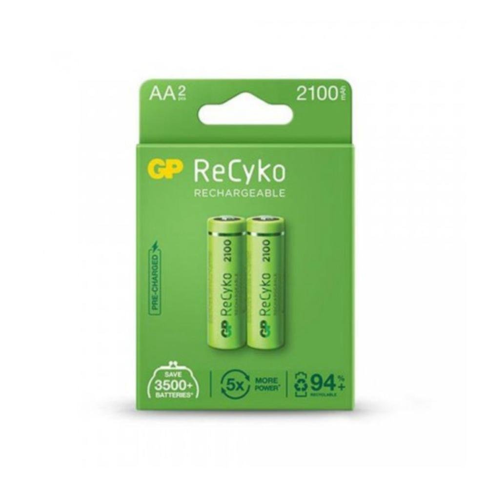 Pilha Recarregavel Gp Recyko, Aa 2100 Mah, Blister - 2 Unidades