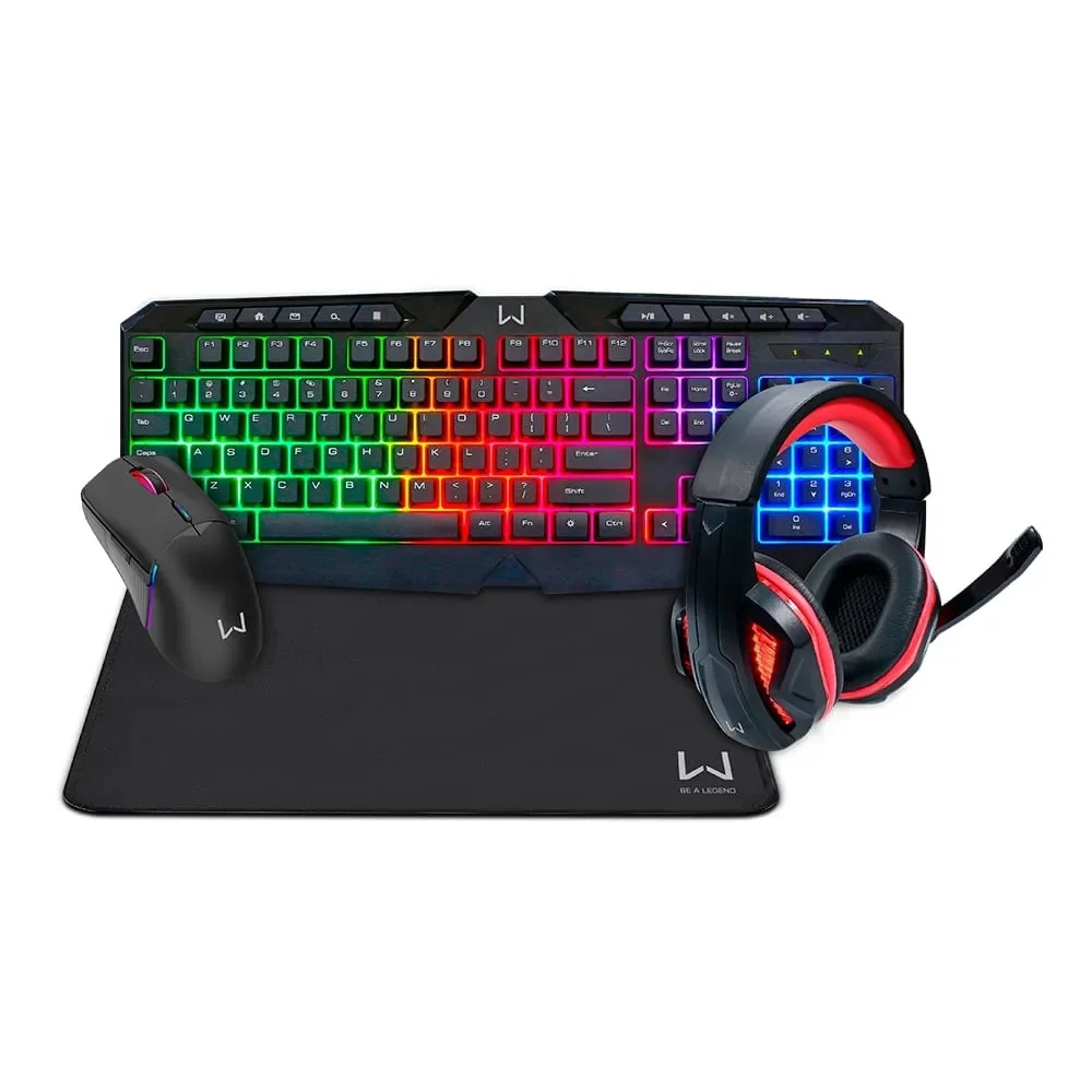 Kit Gamer Multi Air Drop, Teclado, Mouse, Headset E Mousepad, Preto - Tc304