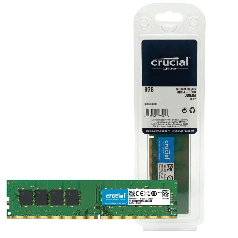 Memória Crucial Basics 8GB 3200MHz DDR4 KaBuM