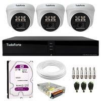 Kit 3 Câmeras De Segurança Dome Interna, FULL HD 1080p, Visão Noturna De 20m 2.8mm + Dvr TFULL HDx 3304, 4 Canais + HD 2TB Purple