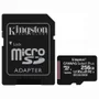 Cartão de Memória Micro SD Kingston, 256GB, Velocidade de Leitura de 100MB/s