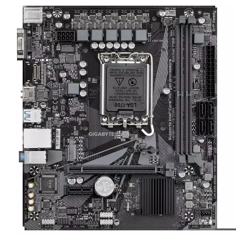 Placa Mae Gigabyte Intel H610m H V3, Matx, LGA  1700, M.2 Nvme 2x, DDR4 Max. 64GB 1x D-sub 1x HDMI 2x USB