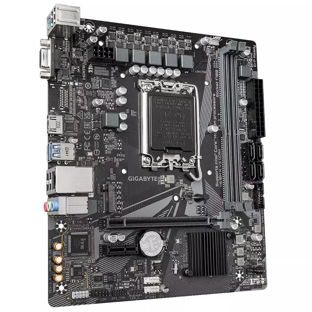 Placa Mae Gigabyte Intel H610m H V3, Matx, LGA  1700, M.2 Nvme 2x, DDR4 Max. 64GB 1x D-sub 1x HDMI 2x USB