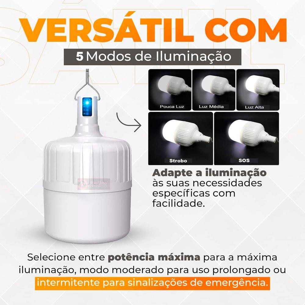 Lâmpada De LED Bulbo, De Emergência, 48w, Recarregável, Portátil