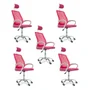 Kit 5 Cadeiras Escritório Diretor Oficial Tela Mesh Com Encosto Rosa
