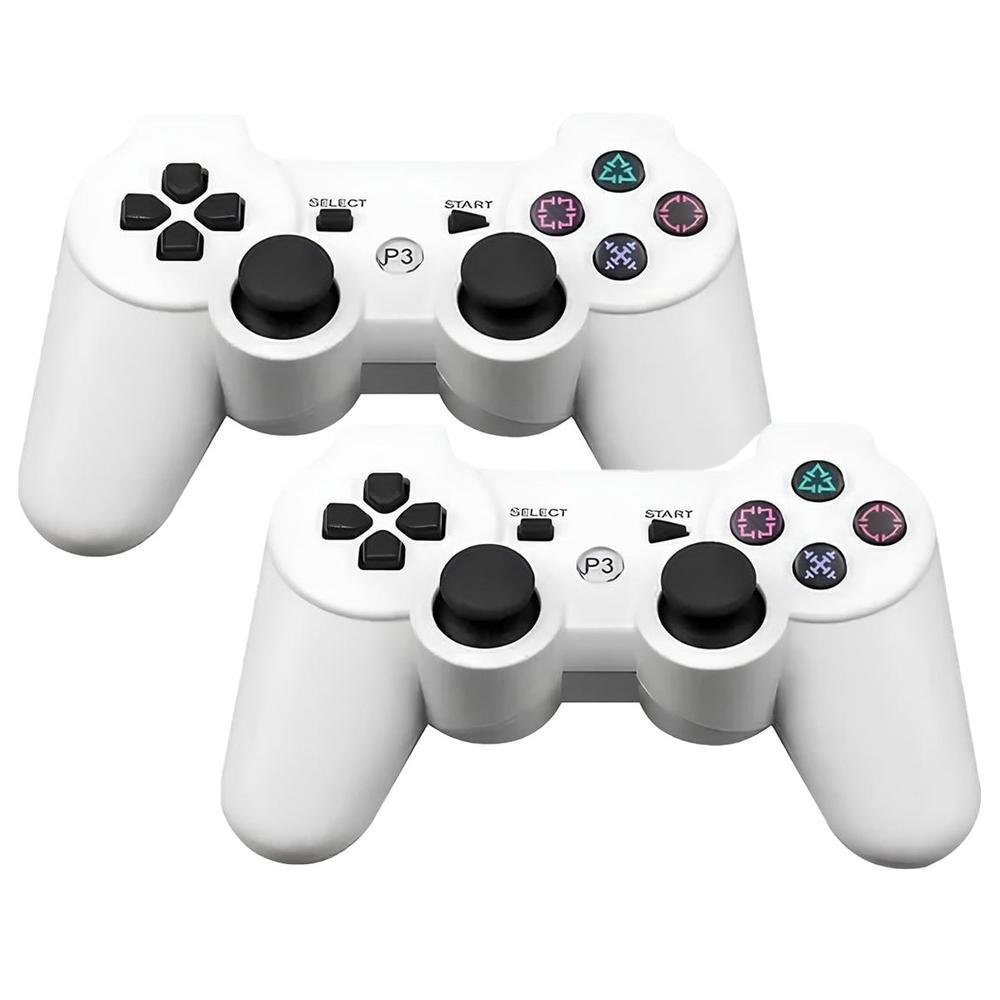 Kit 2 Controle Playstation 3 Ps3 Sem Fio Branco Dual Shock Kit 2 Controle Playstation 3 Ps3 Sem Fio Branco Dual Shock