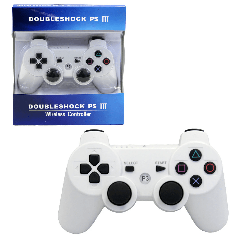 Kit 2 Controle Playstation 3 Ps3 Sem Fio Branco Dual Shock Kit 2 Controle Playstation 3 Ps3 Sem Fio Branco Dual Shock