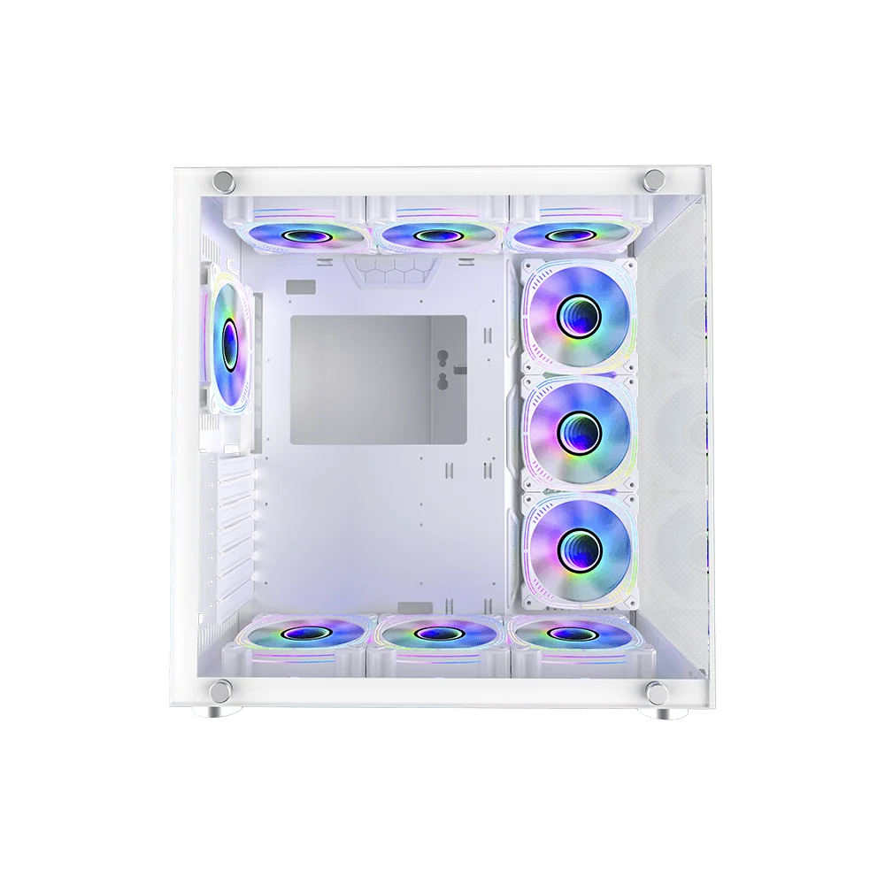 Gabinete Gamer Ryvel,  Mid Tower, ARGB, com Vidro Temperado, 9 Fans - Ry-gb-yr-wt.