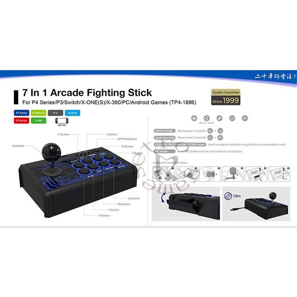 Controle Arcade Figth P/ Ps4 XBOX One Ps Switch PC Cor Preto Controle Arcade Figth P/ Ps4 XBOX One Ps Switch PC Cor Preto