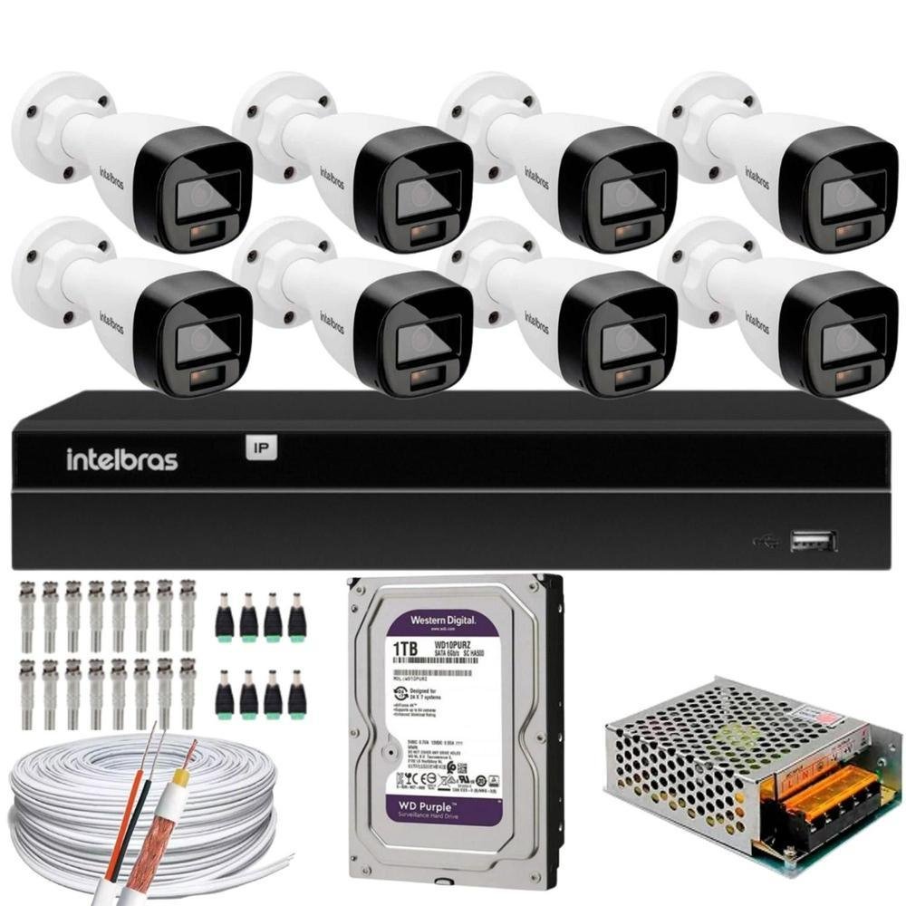 Kit Intelbras 8 Cam. 1220b Full Color Dvr 1208 1TB Purple