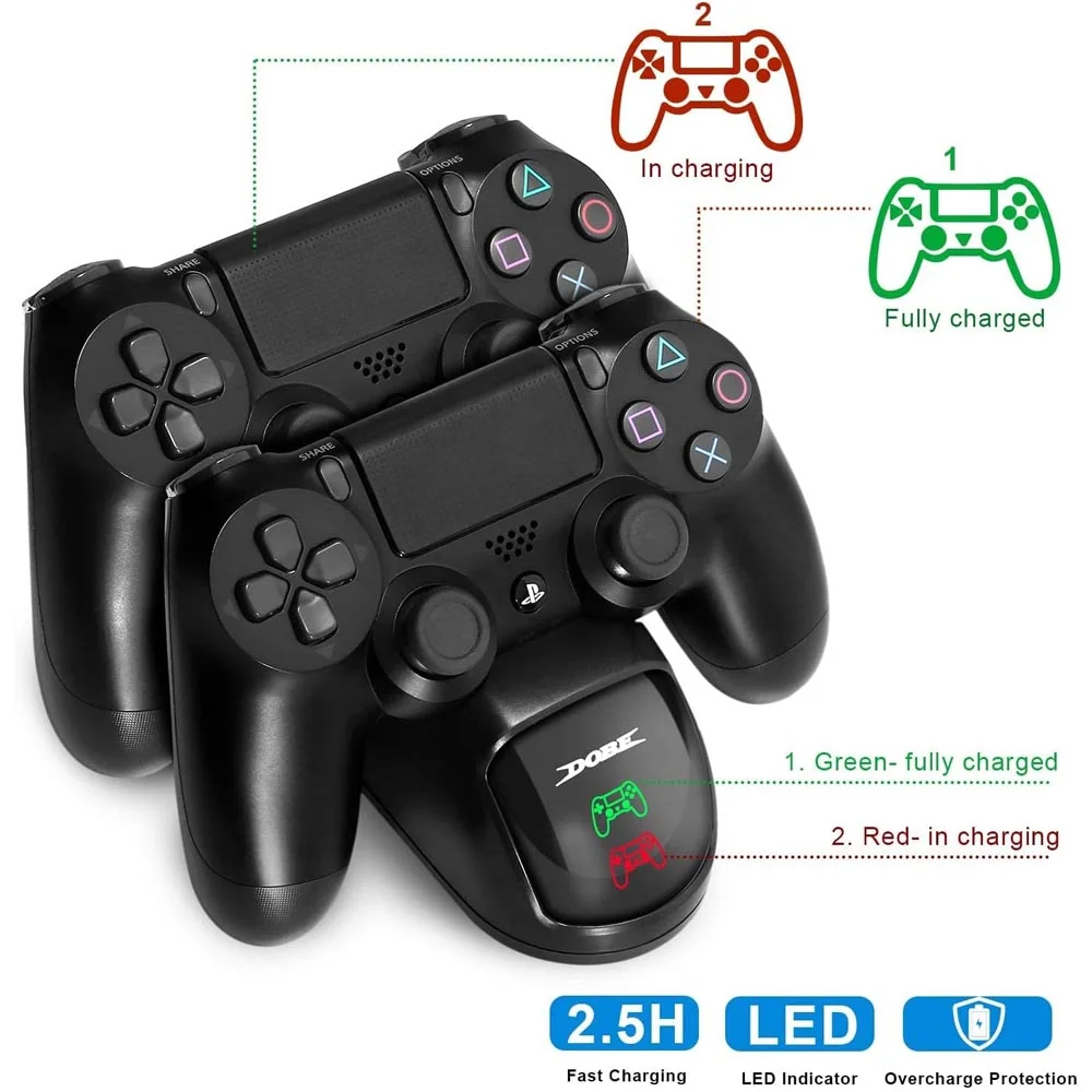 Base De Carregamento Dupla Para Controle Sem Fio Playstation 4 Ps4 Slim, Pro Base De Carregamento Dupla Para Controle Sem Fio Playstation 4 Ps4 Slim, Pro