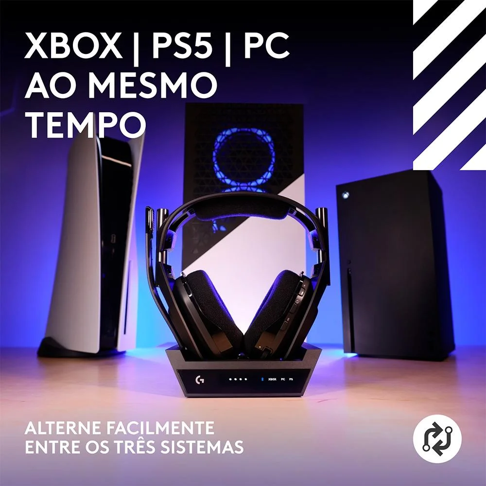 Headset Gamer Sem Fio Logitech G Astro A50 X Lightspeed + Base Station, Bluetooth, HDMI 2.1 Passthru, Para XBOX E Ps, Preto- 939-002126 Headset Gamer Sem Fio Logitech G Astro A50 X Lightspeed + Base Station, Bluetooth, HDMI 2.1 Passthru, Para XBOX E Ps, Preto- 939-002126