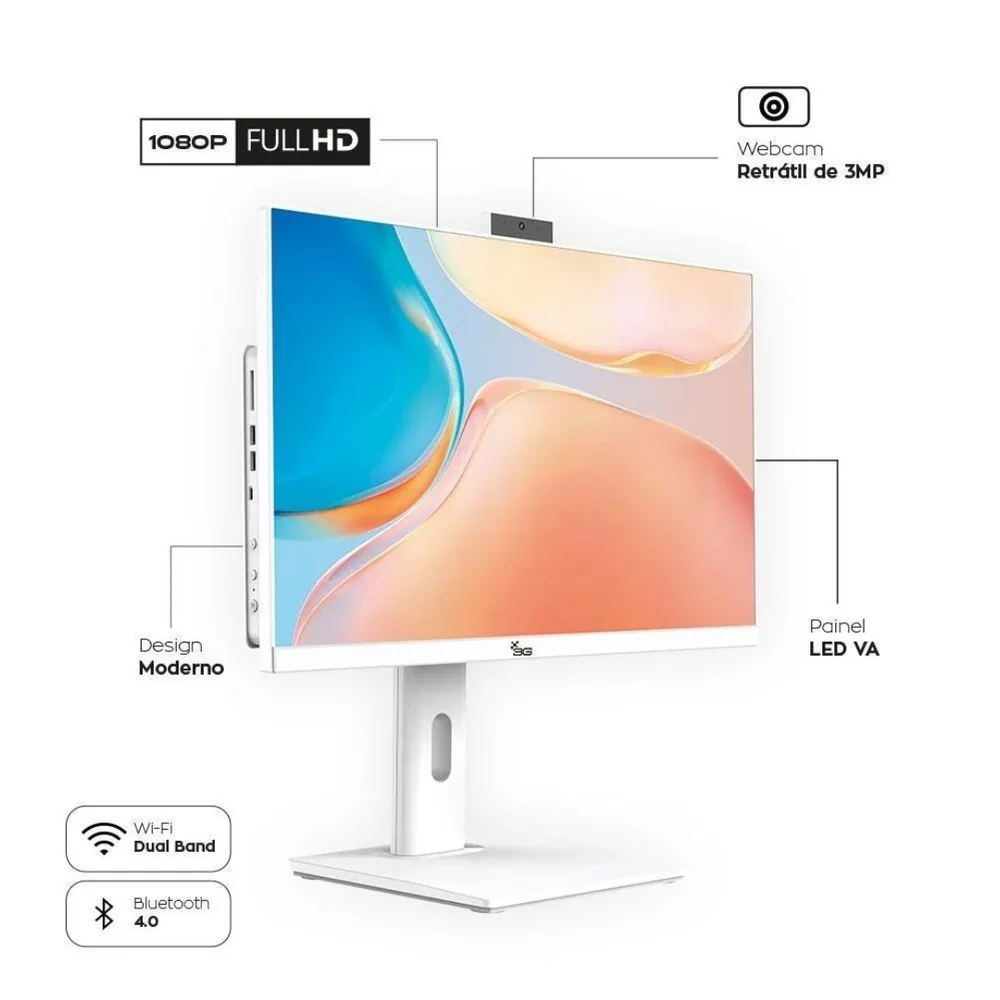 Computador All In One Branco I7 8GB Ram SSD 480GB Tela 24'' Wifi Webcam em Campinas - foto 4