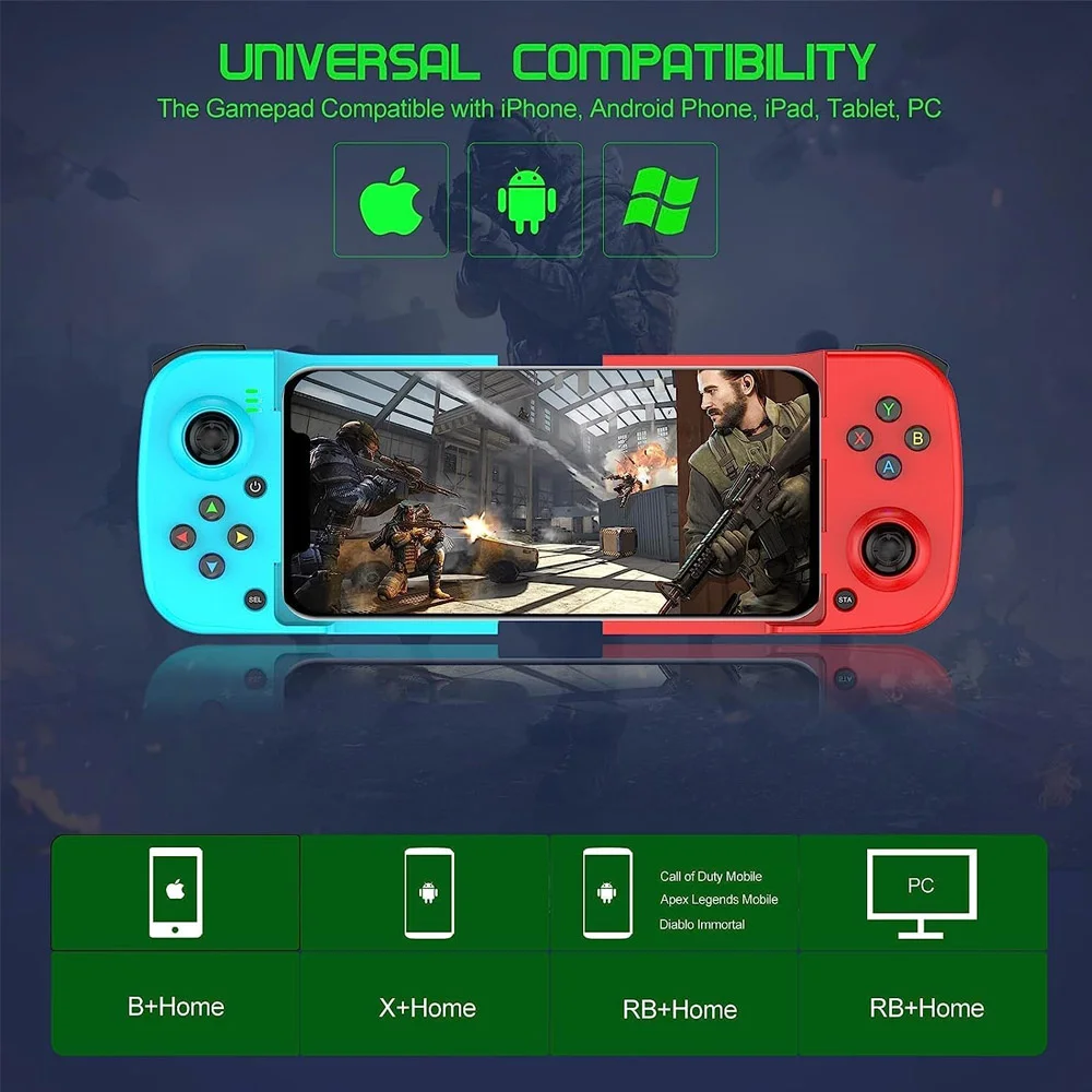 Gamepad Para Celular - Controle Sem Fio Bluetooth - Compatível Com Android E Ios - Recarregável Via Usb - Ergonomico Gamepad Para Celular - Controle Sem Fio Bluetooth - Compatível Com Android E Ios - Recarregável Via Usb - Ergonomico