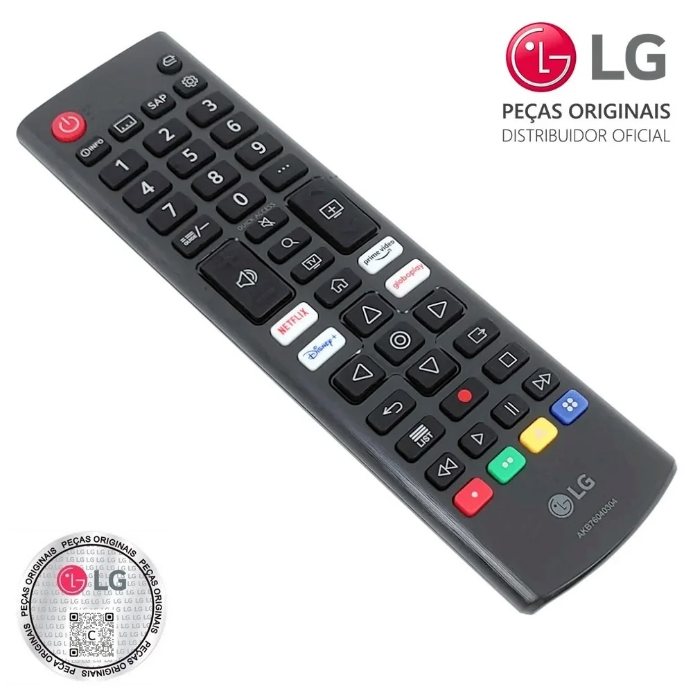 Controle Remoto Lg Akb76040304 Teclas Netflix, Prime Vídeo, Disney + E Globoplay