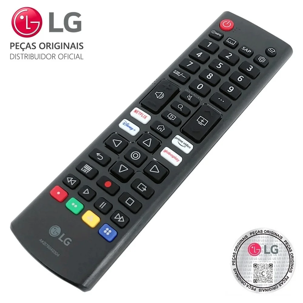 Controle Remoto Lg Akb76040304 Teclas Netflix, Prime Vídeo, Disney + E Globoplay