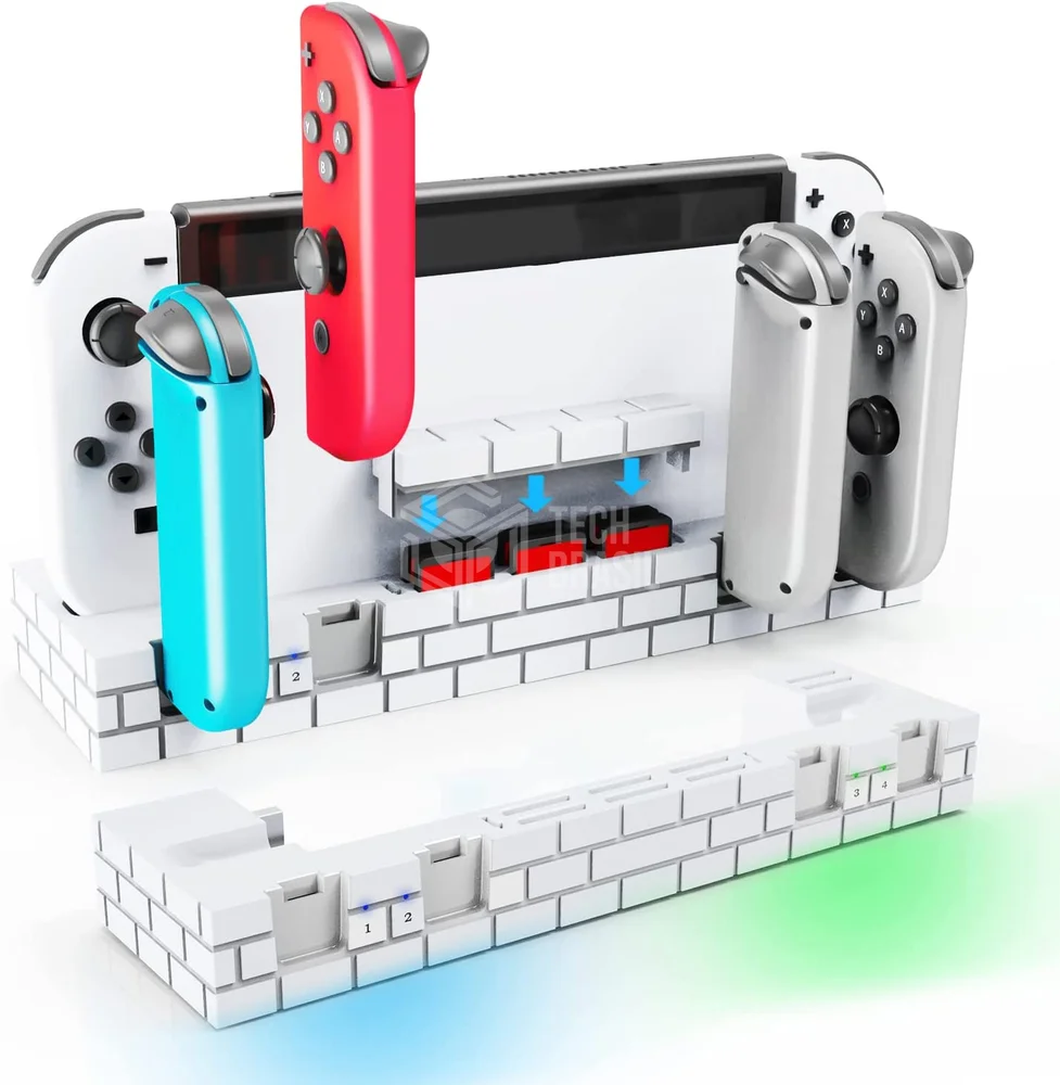 Dock Base Estação De Carregamento Para 4 Controle Joy-con De Nintendo Switch Lite OLED - Armazenamento Para 8 Jogos Bran Dock Base Estação De Carregamento Para 4 Controle Joy-con De Nintendo Switch Lite OLED - Armazenamento Para 8 Jogos Bran