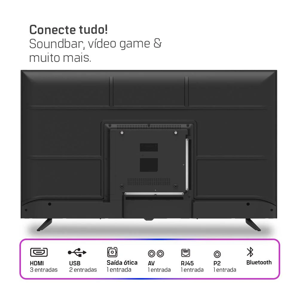 Smart Tv 43 Polegadas Hq Full HD, 3 HDMI, 2 USB, Bluetooth, Wifi, Tela Sem Bordas, Android 12, Design Slim - Hqs43nkhm - view 3