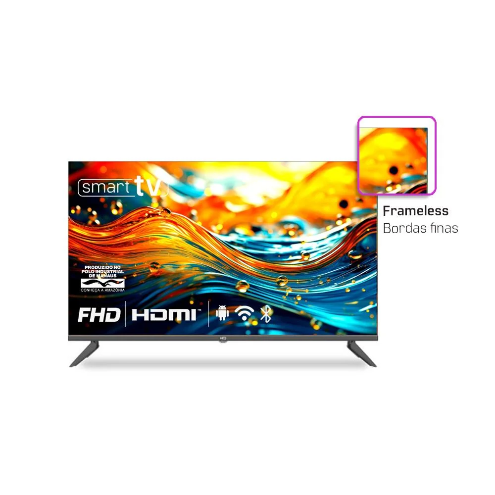 Smart Tv 43 Polegadas Hq Full HD, 3 HDMI, 2 USB, Bluetooth, Wifi, Tela Sem Bordas, Android 12, Design Slim - Hqs43nkhm - view 5