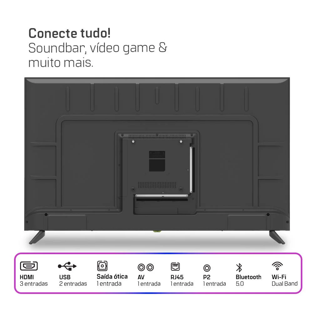 Smart TV  50 Polegadas HQ, 3 HDMI, 2 USB, tela Sem Bordas, Android 13 Design Slim - Hqs50nkhm - view 2
