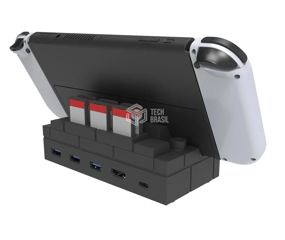 Adaptador Suporte Dock Station Para Nintendo Switch/oLED Usb 3.0 HDMI 4 Entrada De Controle Game Cube Preto