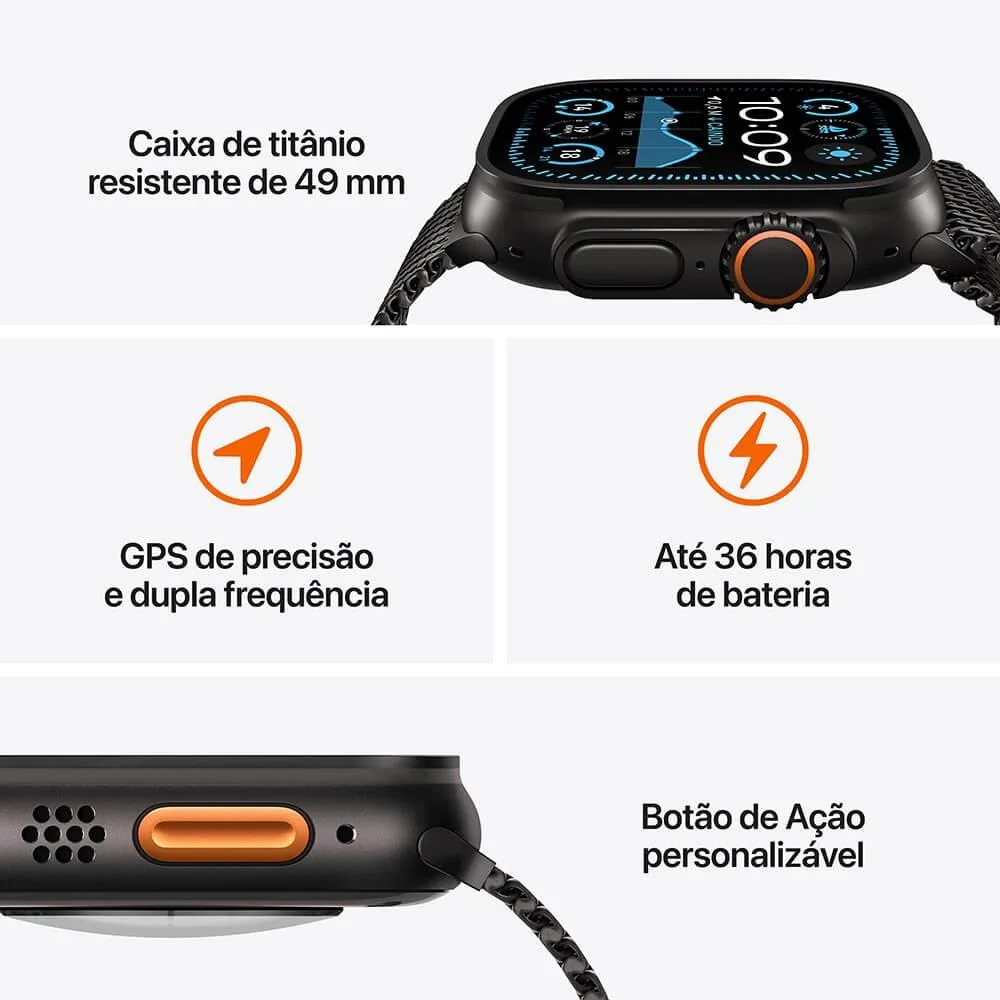 Apple Watch Ultra 2 Gps + Cellular • Caixa Preta De Titânio De 49 Mm • Pulseira Oceano Preta