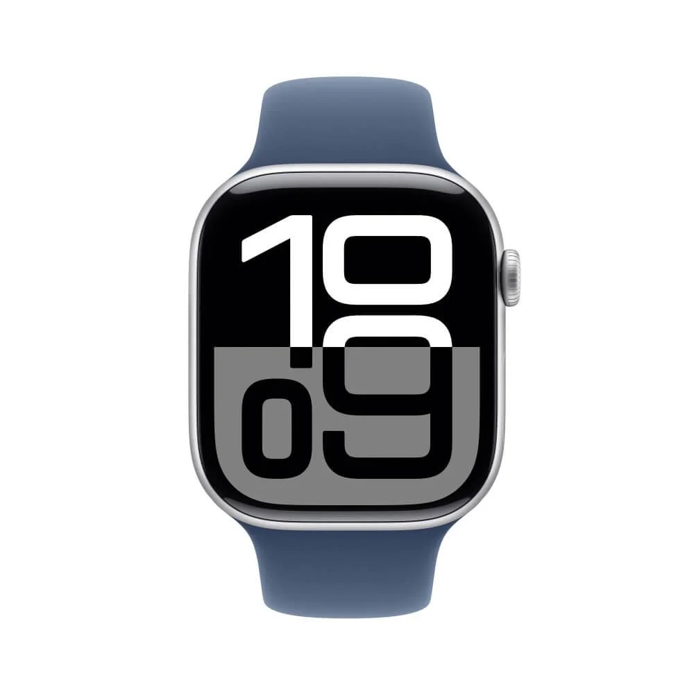 Apple Watch Series 10 Gps + Cellular • Caixa Prateada De Alumínio – 46 Mm • Pulseira Esportiva Denim – M/g