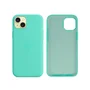 Capa Capinha Case Silicone Cover Premium Aveludada Camurça Com Logo Compatível Iphone 15 Plus Verde Água