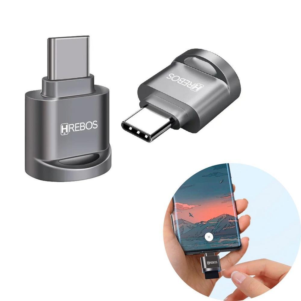 Leitor De Cartão Microsd Hrebos Para Dispositivos Usb Tipo-c