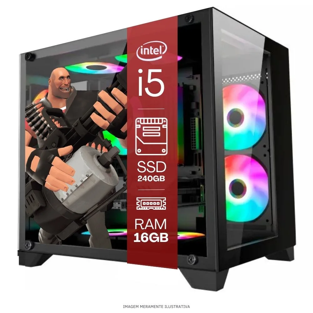 "Computador PC Gamer Completo Balão.info Intel Core I7 SSD 240GB 16gb Gabinete Aquário Teclado Mouse Mouse Pad E Headset Gamer Monitor 23"" WINDOWS 10 Pro Trial" - view 3