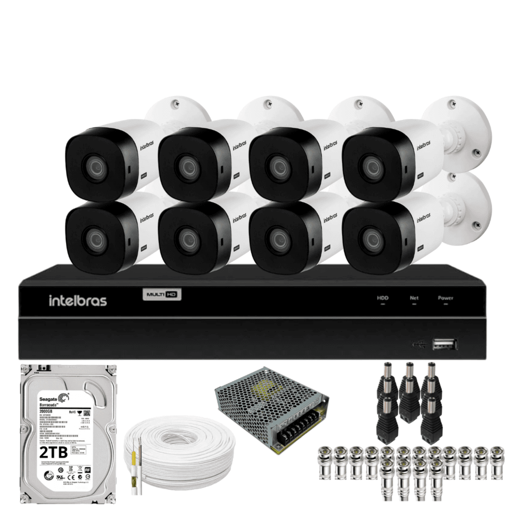 Kit 8 Câmeras Intelbras Bullet 1220b Full Hd Dvr Intelbras 1216-c Mhdx Com Acesso Remoto Hd 2TB Kit 8 Câmeras Intelbras Bullet 1220b Full Hd Dvr Intelbras 1216-c Mhdx Com Acesso Remoto Hd 2TB