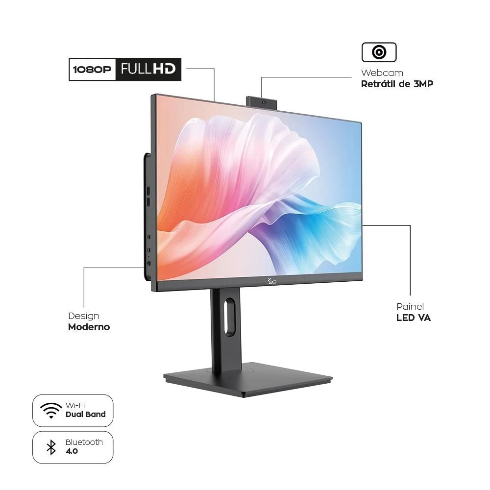"Computador All In One I7 16gb Ram SSD 960gb Tela 24"" Com Webcam E Ajuste De Altura WINDOWS 10 - Preto." em Campinas - foto 3