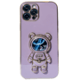 Capa Com Suporte De Astronauta Galvanizado Compatível Com Iphone Modelo:14 Pro;cor:roxo