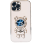 Capa Com Suporte De Astronauta Galvanizado Compatível Com Iphone Modelo:15;cor:dourado