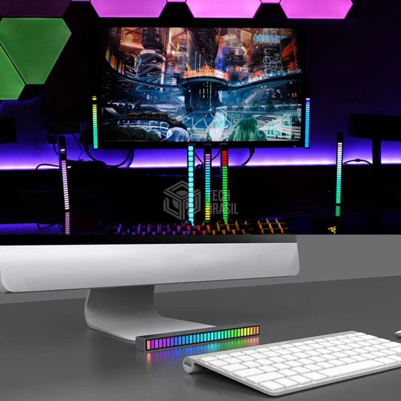 Barra De LED Sensor Rítmica RGB Torre Musica Decoração - Captação Ativadas Por Som