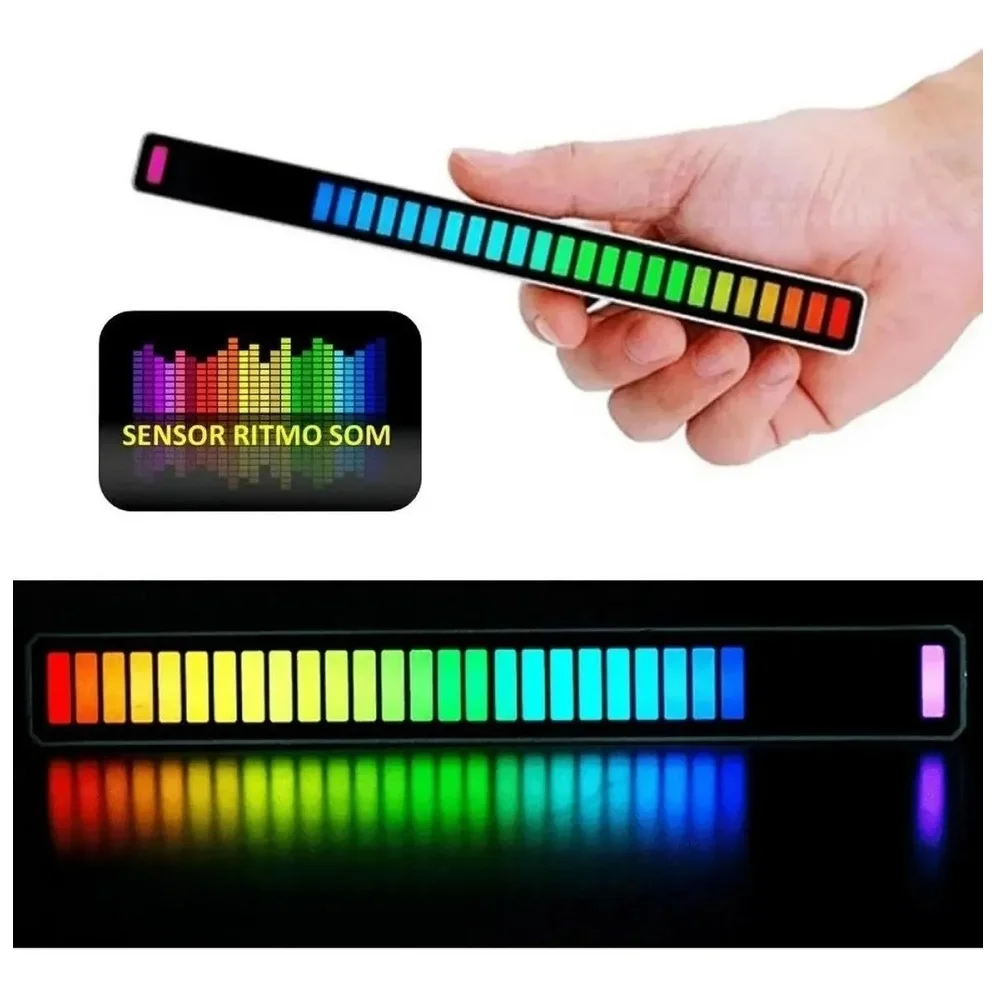 Barra De LED Sensor Rítmica RGB Torre Musica Decoração - Captação Ativadas Por Som