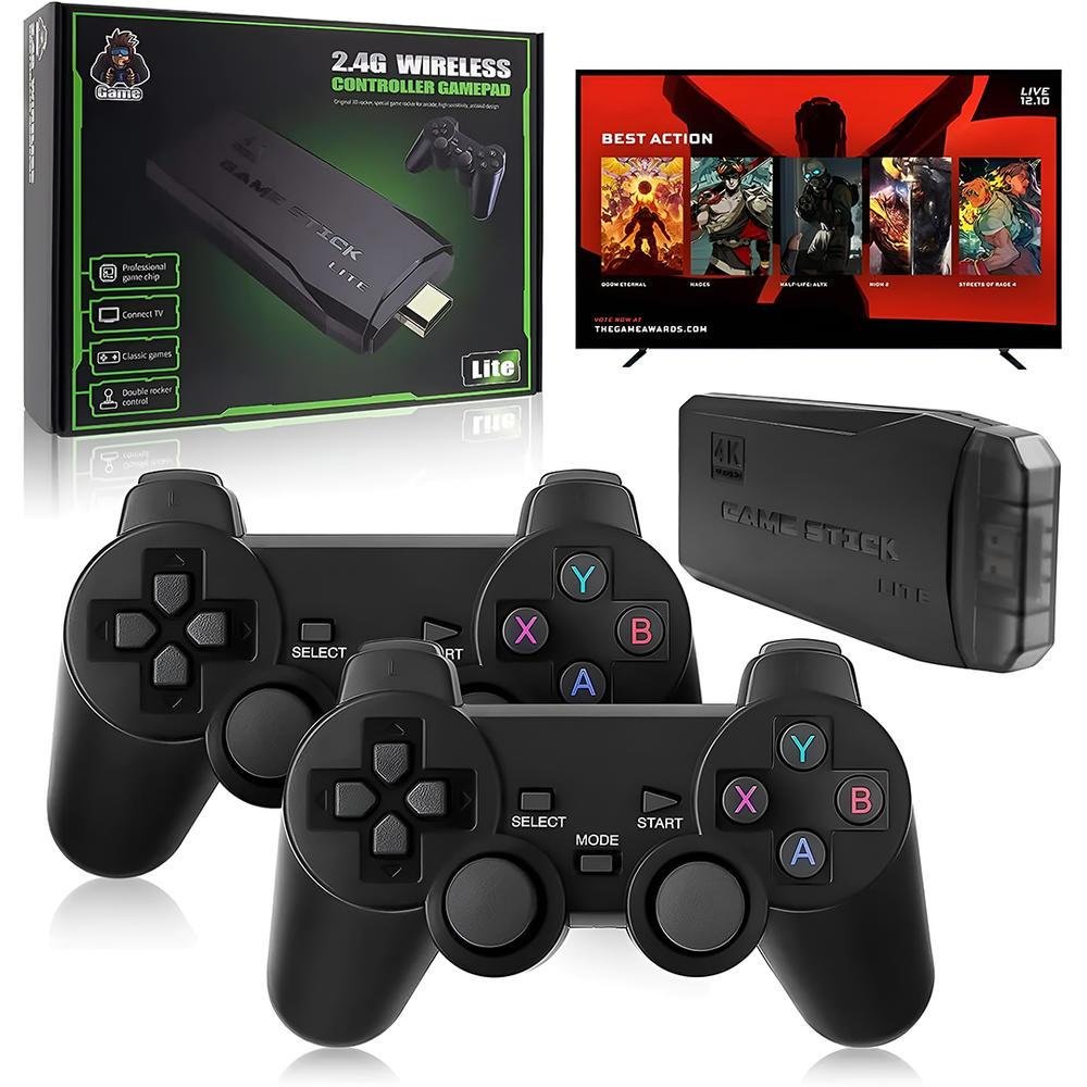 Game Stick 4k Vídeo Game 10 Mil Jogos + 2 Controles Wireless Cor:preto Game Stick 4k Vídeo Game 10 Mil Jogos + 2 Controles Wireless Cor:preto