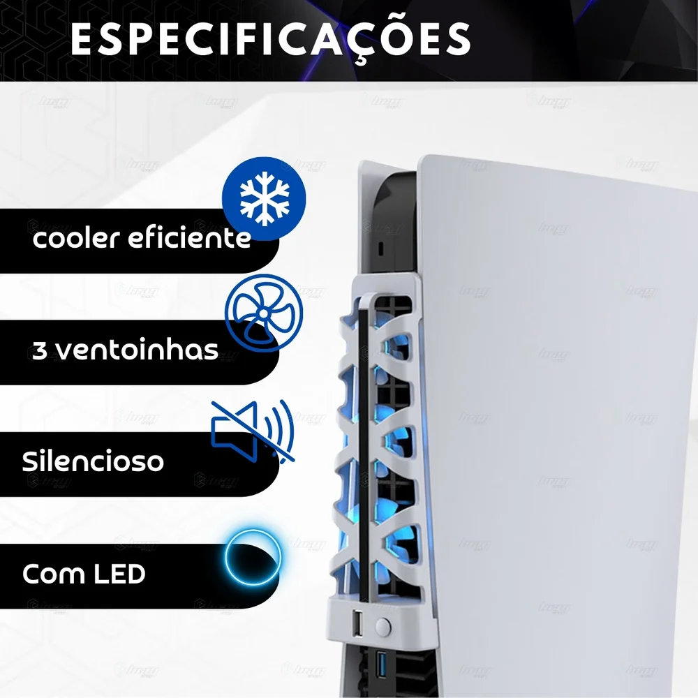 Cooler Fan Ventilador Resfriador P/console De Jogos Ps5 Cor:branco Cooler Fan Ventilador Resfriador P/console De Jogos Ps5 Cor:branco