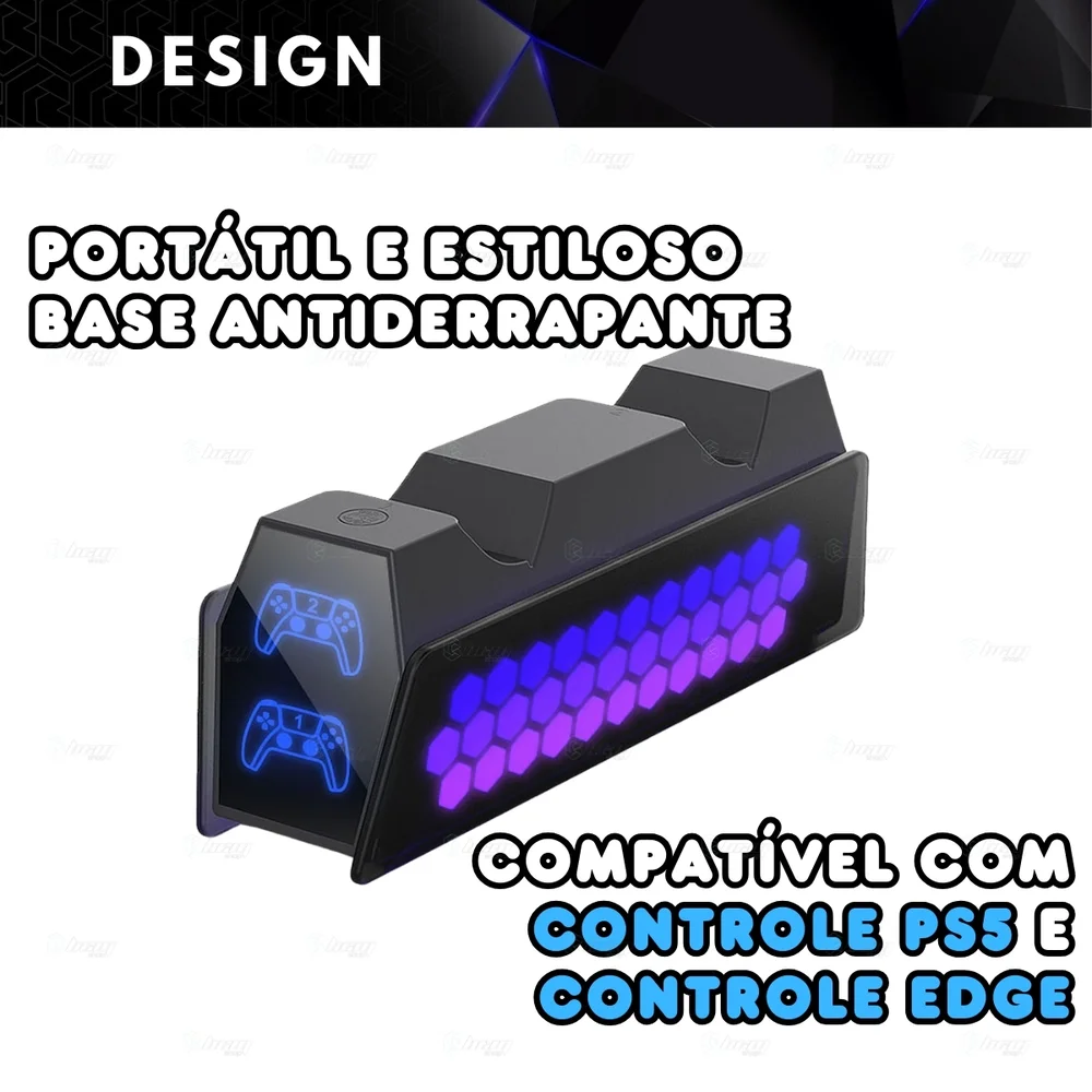 Dock De Carregamento Para Controle Ps5 Luz LED Varias Cores