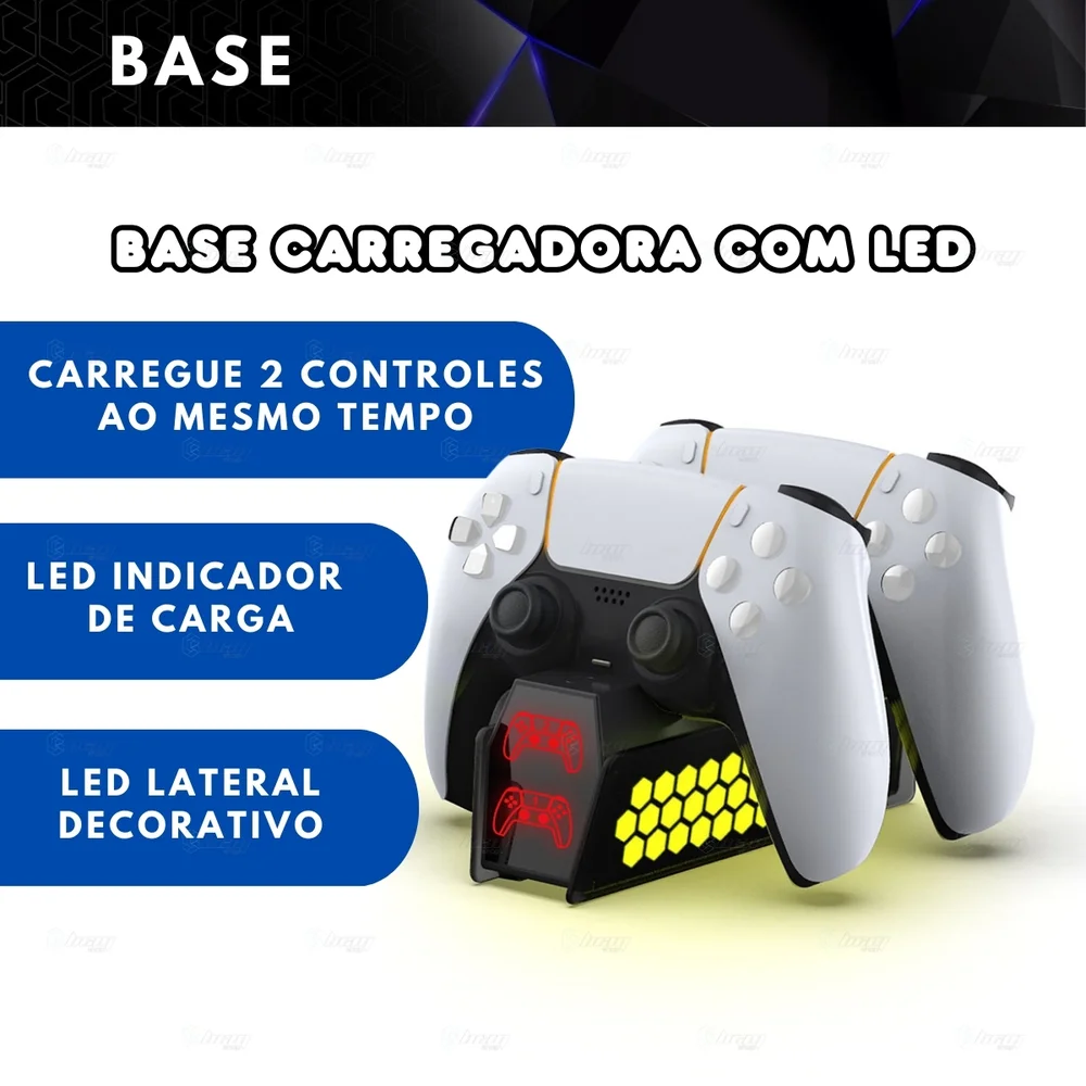 Dock De Carregamento Para Controle Ps5 Luz LED Varias Cores