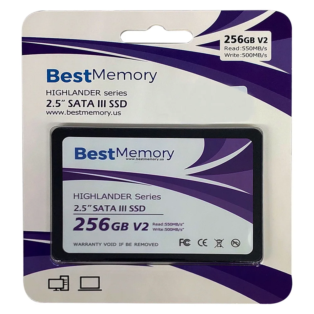 Hd SSD Best Memory Highlander 256gb, Sata Iii, 2.5", Leitura Até 550 Mb/s - Gravação Até 500 Mb/s