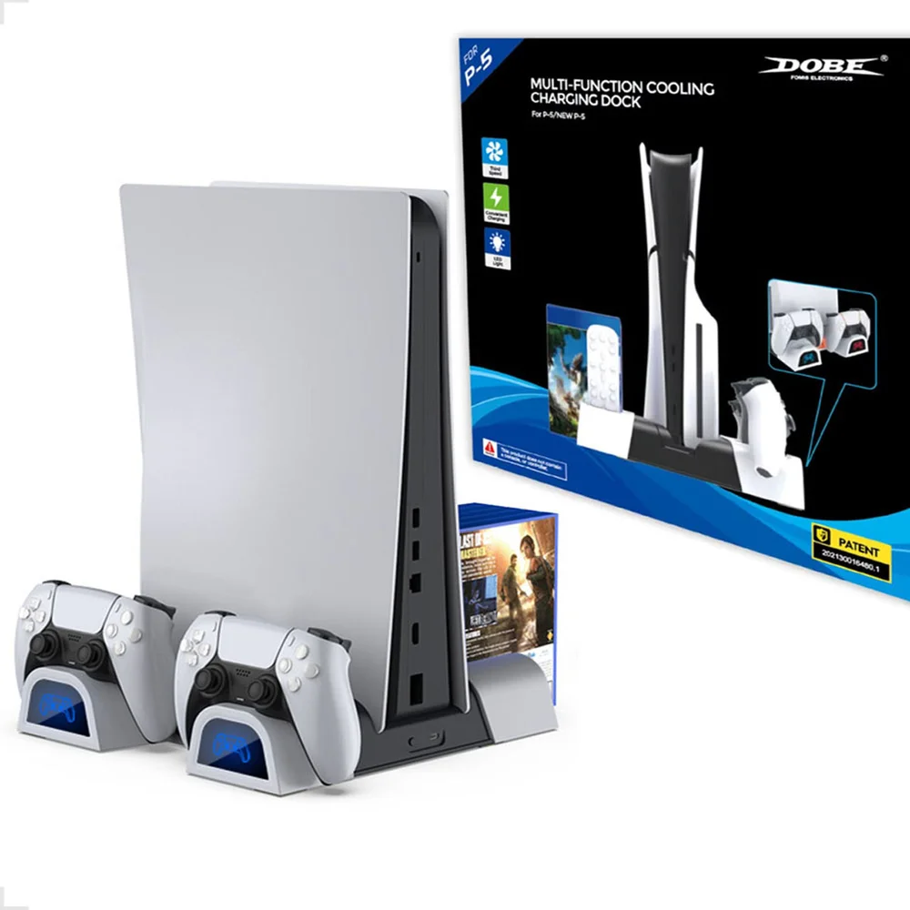 Cooler + Carregador Duplo + Slots Compatível Com Ps5 / Slim Cooler + Carregador Duplo + Slots Compatível Com Ps5 / Slim