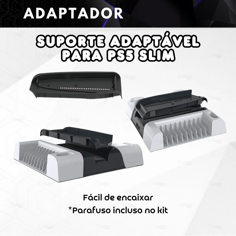 Cooler + Carregador Duplo + Slots Compatível Com Ps5 / Slim Cooler + Carregador Duplo + Slots Compatível Com Ps5 / Slim