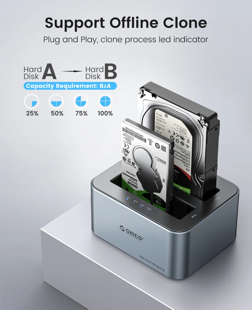 Dock Station Orico Sata 2,5 3,5 Clone Usb 3.2 Usb C 5gbps Dock Station Orico Sata 2,5 3,5 Clone Usb 3.2 Usb C 5gbps