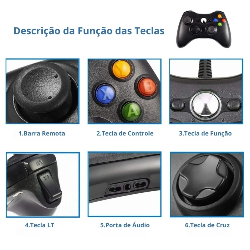 Joystick Com Fio Compatível XBOX 360 E PC Dupla Vibração Joystick Com Fio Compatível XBOX 360 E PC Dupla Vibração