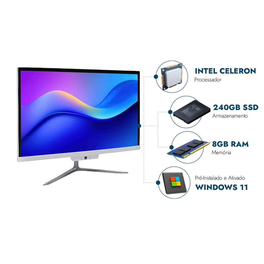 "Computador All In One 21,5"" Nextpc Intel Celeron, 8GB Ram, SSD 240GB, Webcam, Wi-fi, Bluetooth" em Campinas - foto 3