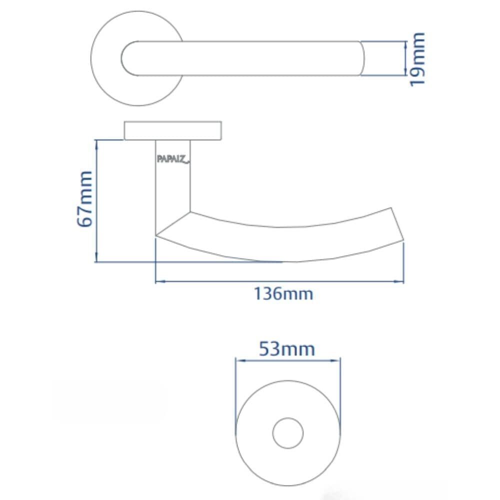 Fechadura Externa Aço Inox Mi620 St2 R232 55mm Roseta Escovada Smile Inoxvita Papaiz