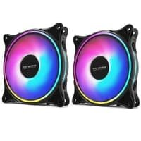 Kit Com 2 Ventoinhas Wind RGB Rainbow 120mm Preto